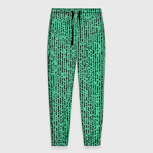 Мужские брюки Мозаика нефритовый зелёный / 3D-принт – фото 1