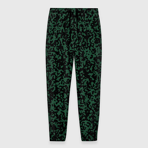 Мужские брюки Чёрно-зелёный пятнистый / 3D-принт – фото 1
