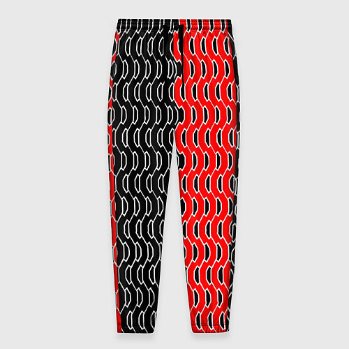 Мужские брюки Чёрно-красный паттерн с белой обводкой / 3D-принт – фото 1