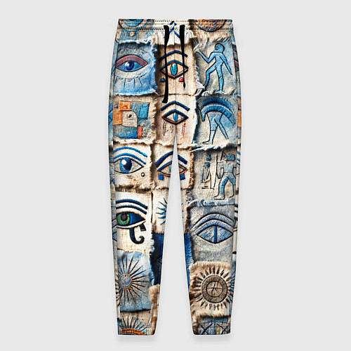Мужские брюки Глаза на пэчворк дениме / 3D-принт – фото 1
