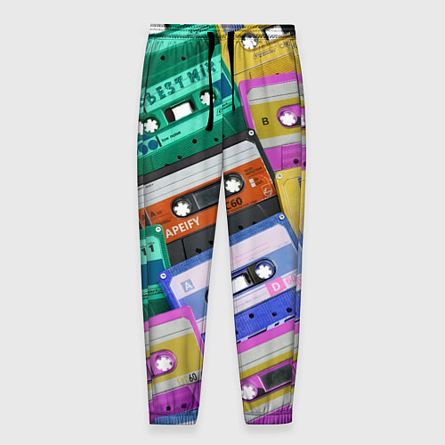Мужские брюки Аудио кассеты разноцветные / 3D-принт – фото 1