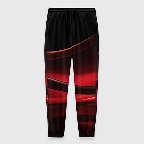 Мужские брюки Темная красная абстракция на черном фоне / 3D-принт – фото 1