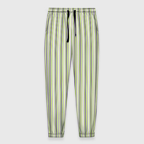 Мужские брюки Светлый серо-зелёный полосатый / 3D-принт – фото 1