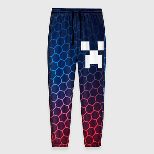Мужские брюки Minecraft неоновые соты / 3D-принт – фото 1