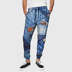 Брюки на резинке мужские Vanguard jeans patchwork - ai art, цвет: 3D-принт — фото 2