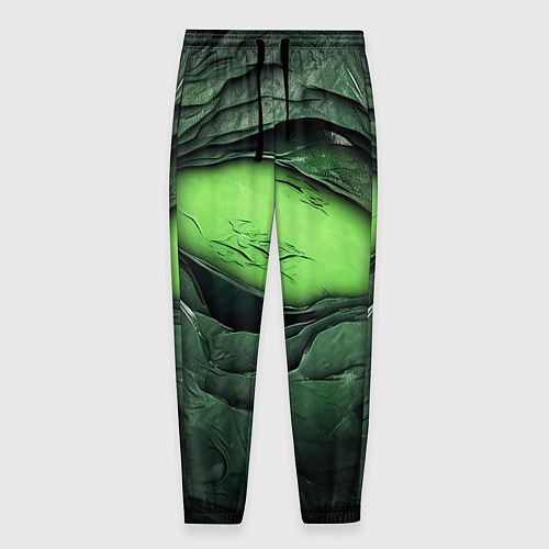 Мужские брюки Разрез на зеленой абстракции / 3D-принт – фото 1