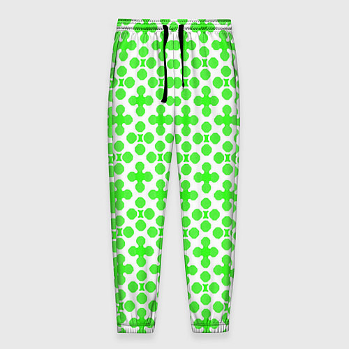 Мужские брюки Зелёные четырёхлистники на белом фоне / 3D-принт – фото 1