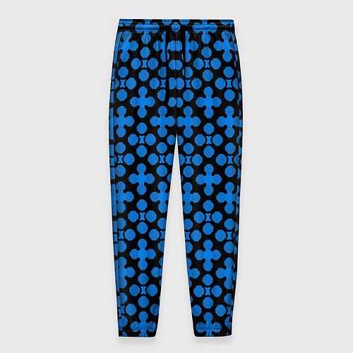 Мужские брюки Синие четырёхлистники на чёрном фоне / 3D-принт – фото 1