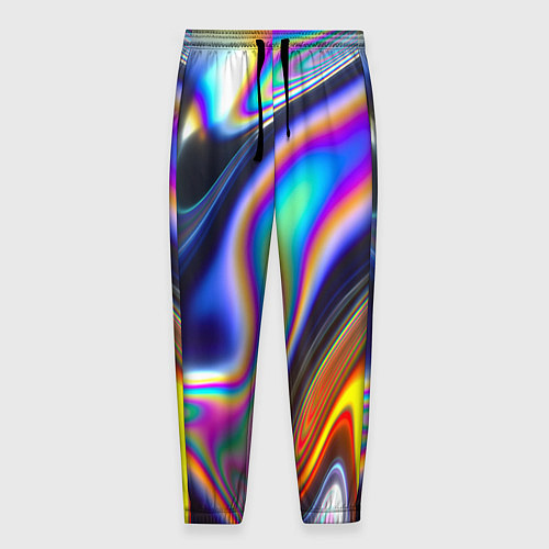 Мужские брюки Абстрактный разноцветный жидкий металл / 3D-принт – фото 1