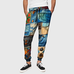 Брюки на резинке мужские Vanguard denim patchwork - ai art, цвет: 3D-принт — фото 2