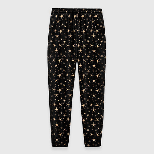 Мужские брюки Чёрный с золотыми звёздочками паттерны / 3D-принт – фото 1