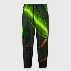 Брюки на резинке мужские Green neon abstract geometry, цвет: 3D-принт