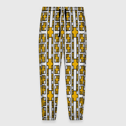 Мужские брюки Жёлтые и белые кирпичики на белом фоне / 3D-принт – фото 1