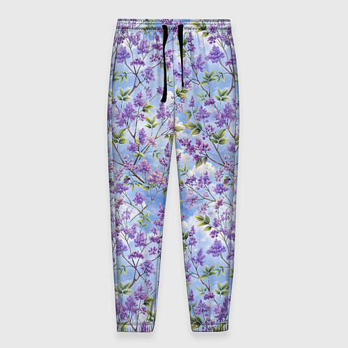 Мужские брюки Светлая фиолетовая сирень / 3D-принт – фото 1
