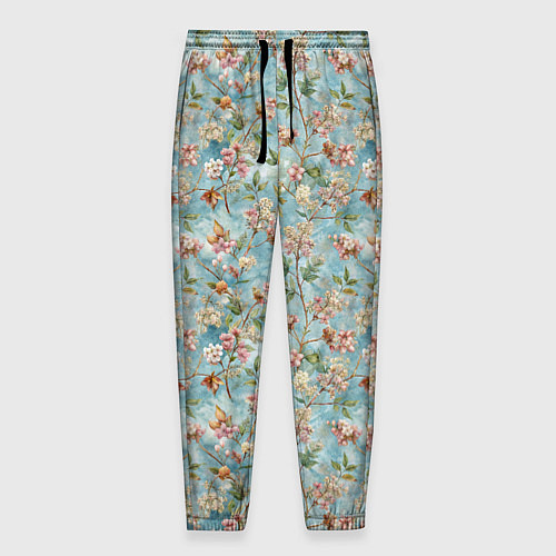 Мужские брюки Сирень и цветочки / 3D-принт – фото 1