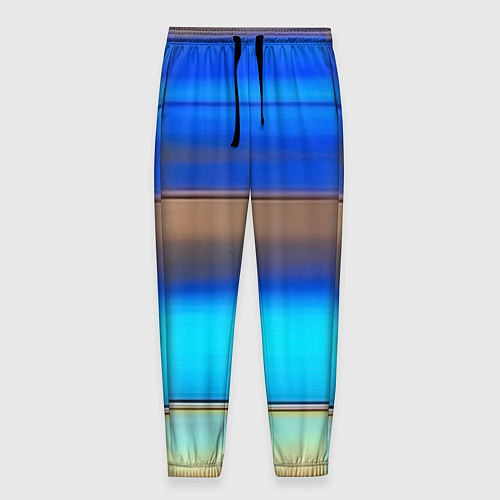 Мужские брюки Голубые и коричневые полосы / 3D-принт – фото 1
