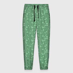 Мужские брюки Яркий зеленый однотонный цветочный узор