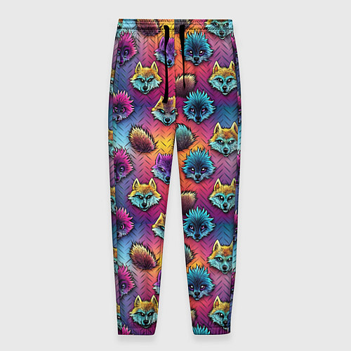 Мужские брюки Furry color anime faces / 3D-принт – фото 1