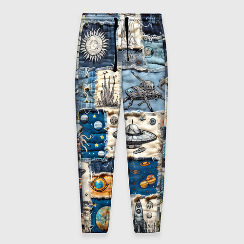 Мужские брюки Джинсовый пэчворк с пришельцами / 3D-принт – фото 1