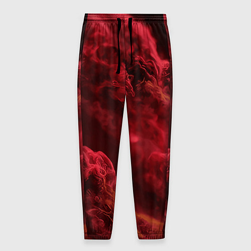 Мужские брюки Красный густой дым инферно - inferno red / 3D-принт – фото 1