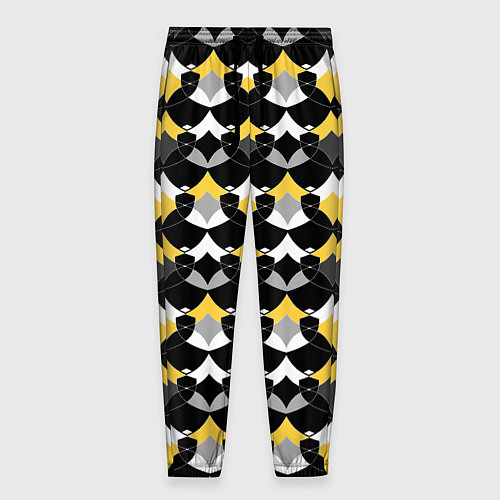 Мужские брюки Желто черный с белым геометрический узор / 3D-принт – фото 1