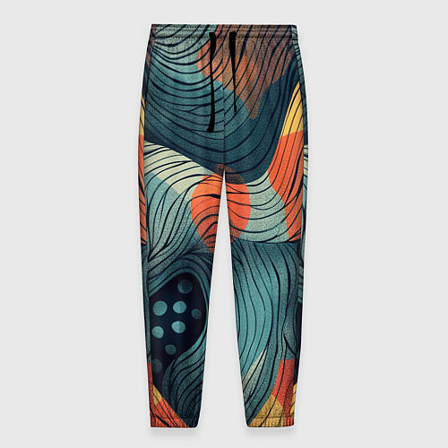 Мужские брюки Волны линиями / 3D-принт – фото 1