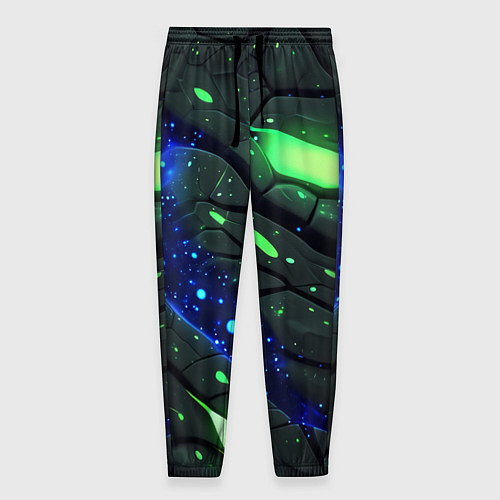 Мужские брюки Разлом плит с зеленым свечением / 3D-принт – фото 1