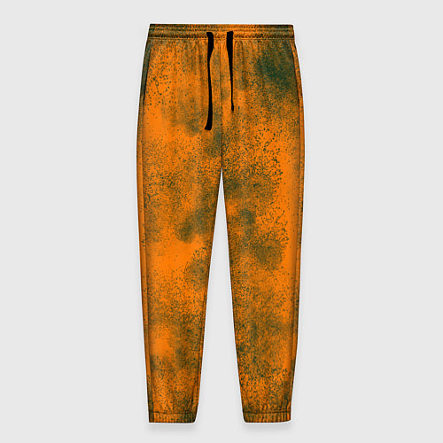 Мужские брюки Оранжевый в зеленых пятнах / 3D-принт – фото 1