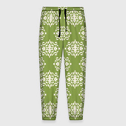 Мужские брюки Винтажный орнамент на зеленом