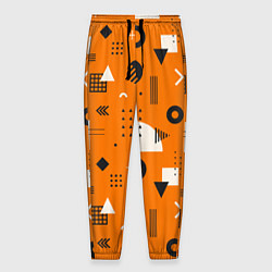 Мужские брюки Геометрия в стиле мемфис на оранжевом