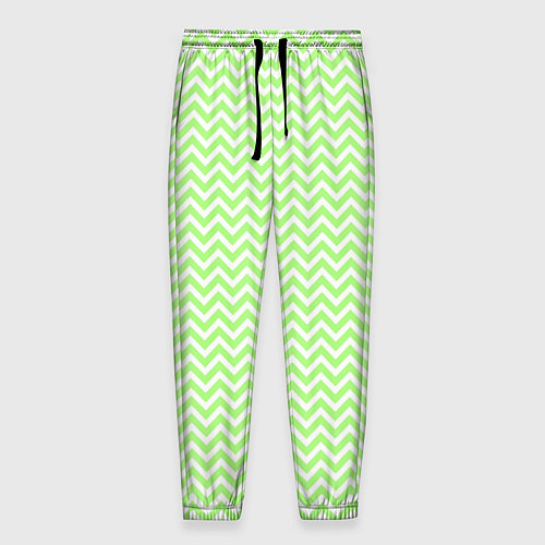 Мужские брюки Светло-зелёный ломаные полосы / 3D-принт – фото 1