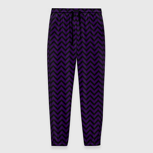 Мужские брюки Чёрно-фиолетовый ломаные полосы / 3D-принт – фото 1