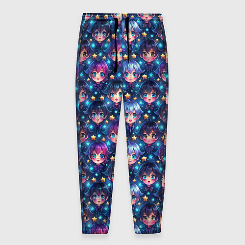 Мужские брюки Парень и девушка аниме паттерн / 3D-принт – фото 1