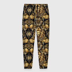 Брюки на резинке мужские Головы львов золотой паттерн, цвет: 3D-принт