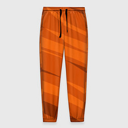 Брюки на резинке мужские Тёмный оранжевый полосами, цвет: 3D-принт