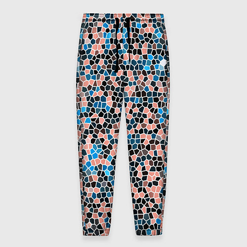 Мужские брюки Паттерн мозаика бирюзово-розовый / 3D-принт – фото 1