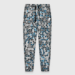 Мужские брюки Паттерн мозаика серый с голубым