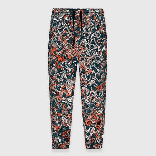 Мужские брюки Тёмный сине-оранжевый абстрактная текстура / 3D-принт – фото 1
