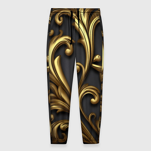 Мужские брюки Яркие золотые объемные узоры / 3D-принт – фото 1