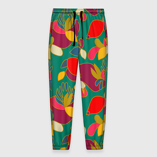 Мужские брюки Ягодно-цветочная абстракция / 3D-принт – фото 1