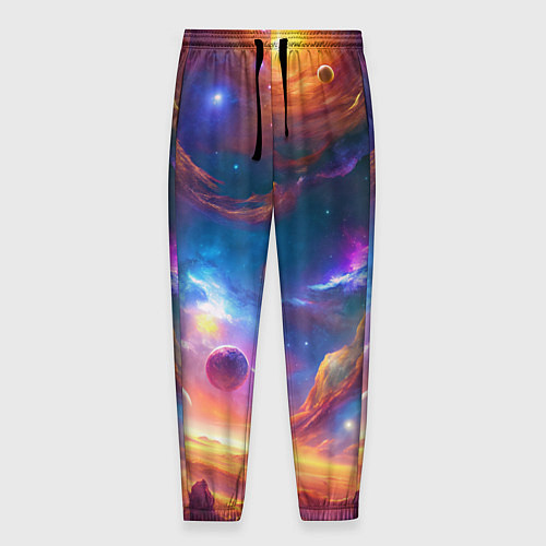 Мужские брюки Космический пейзаж яркий с галактиками / 3D-принт – фото 1