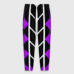 Мужские брюки Бело-фиолетовые линии на чёрном фоне
