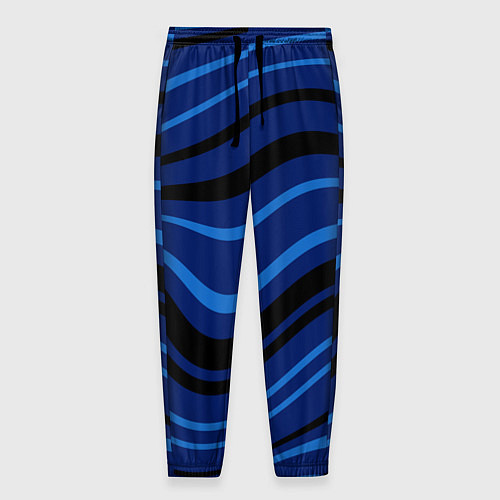 Мужские брюки Тёмный синий изогнутые линии / 3D-принт – фото 1