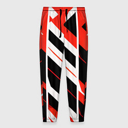 Брюки на резинке мужские Black and red stripes on a white background, цвет: 3D-принт