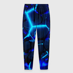 Мужские брюки Яркие голубые неоновые плиты в разломе