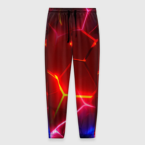 Мужские брюки Красные плиты с ярким светом / 3D-принт – фото 1