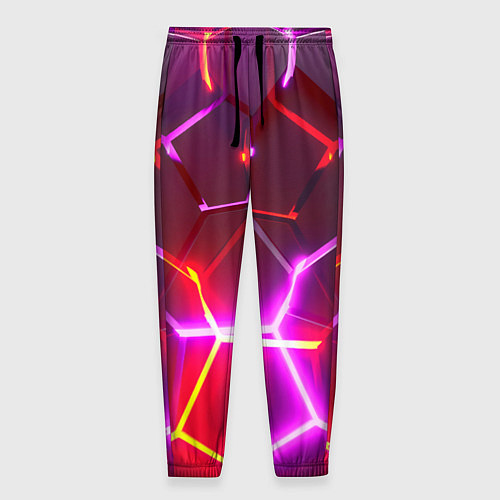 Мужские брюки Красные плиты с фиолетовым свечением / 3D-принт – фото 1