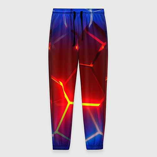 Мужские брюки Светящиеся лавой неоновые плиты в разломе / 3D-принт – фото 1