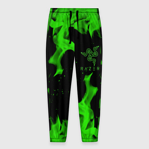 Мужские брюки Razer зелёный огонь / 3D-принт – фото 1