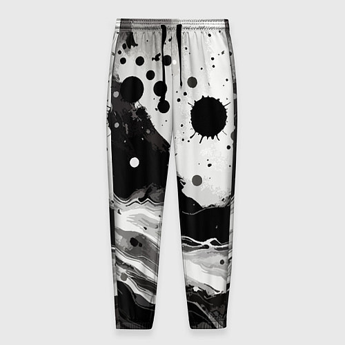 Мужские брюки Чёрно-белая абстракция - кляксы / 3D-принт – фото 1